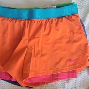 Nike Bright Orange Shorts with Blue Waistband